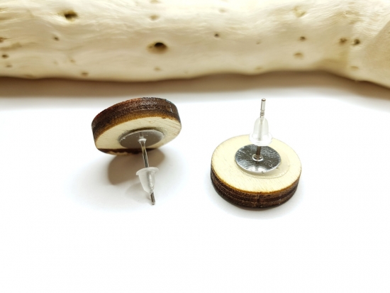 Anker 3D Holz Scheiben Ohrstecker anchor rot blau